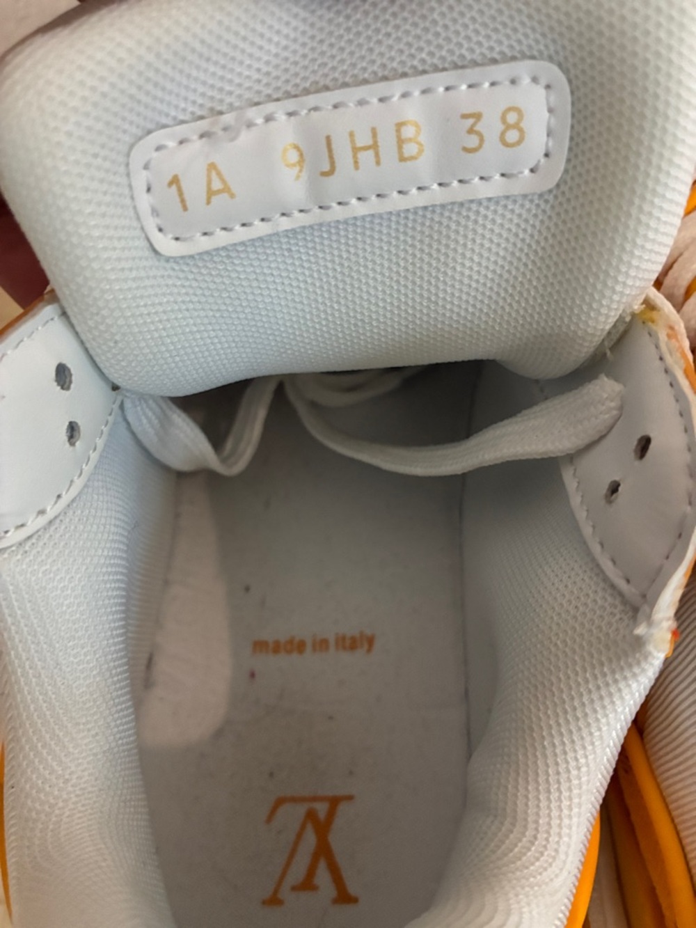 Louis Vuitton Orange and White Sneakers with LV Logo size 38 - Picture 5 of 12